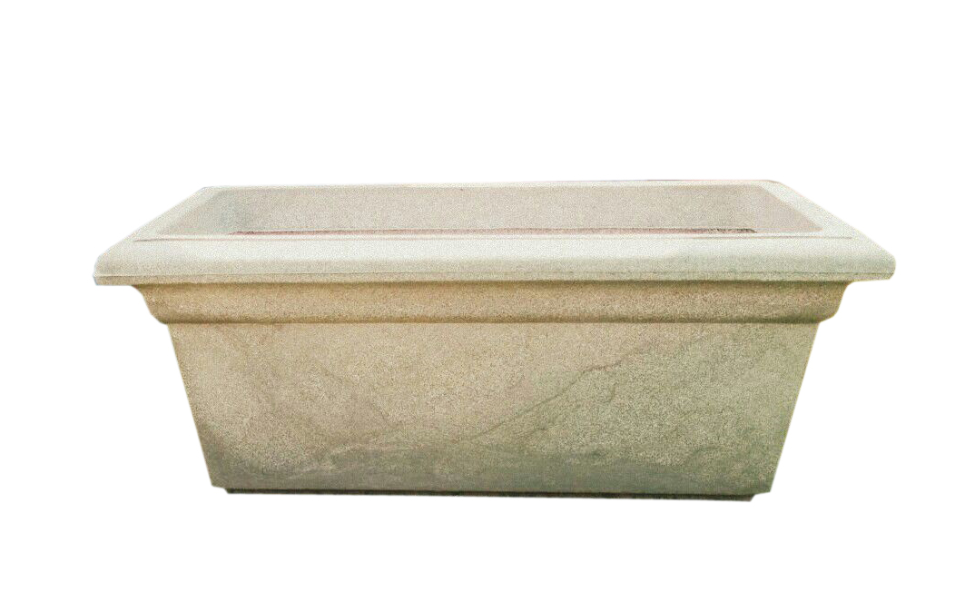 Rectangular stone-finish rotomoulded planter trough