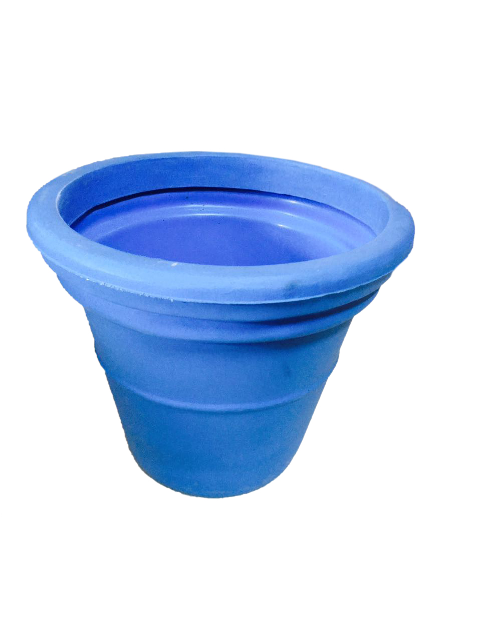 Round blue rotomoulded planter pot